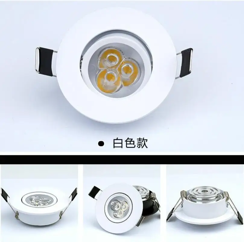 110V-220V LED Spot Downlights 3W 55mm Hole White/Silver/Black/Gold Indoor Living Room Down Lights led Ceiling Recessed Lamp