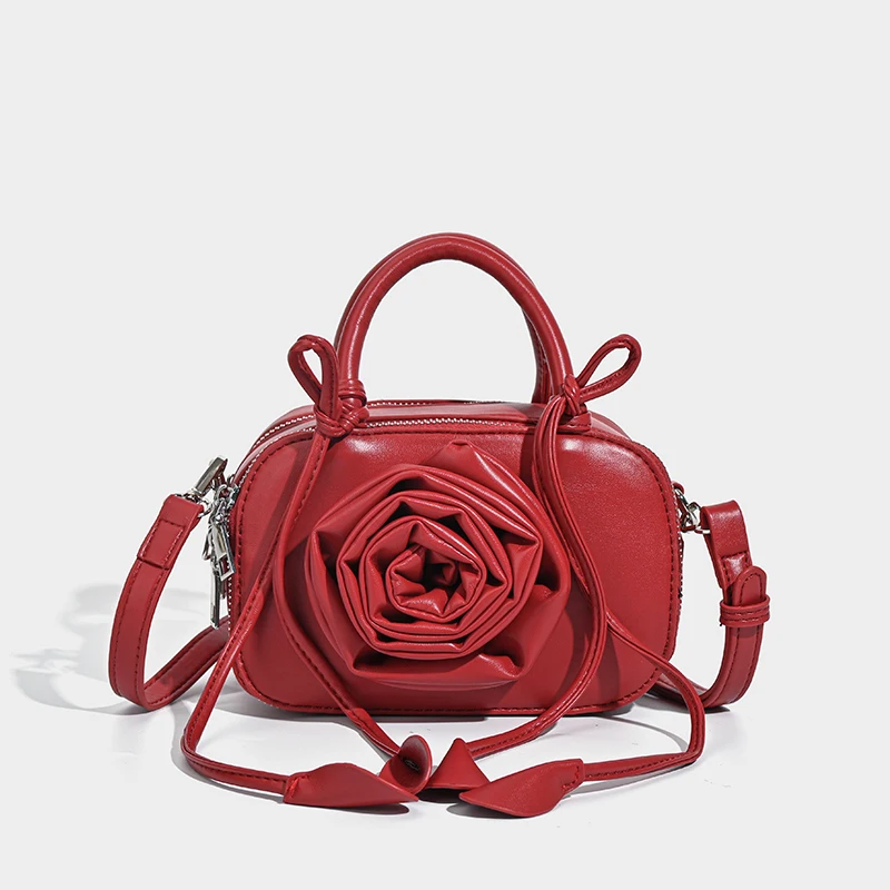 Luxury Elegant Three-dimensional rose flower Handbags Design Pleated Flower Shoulder Bag Women Wedding Party Female pillow bag