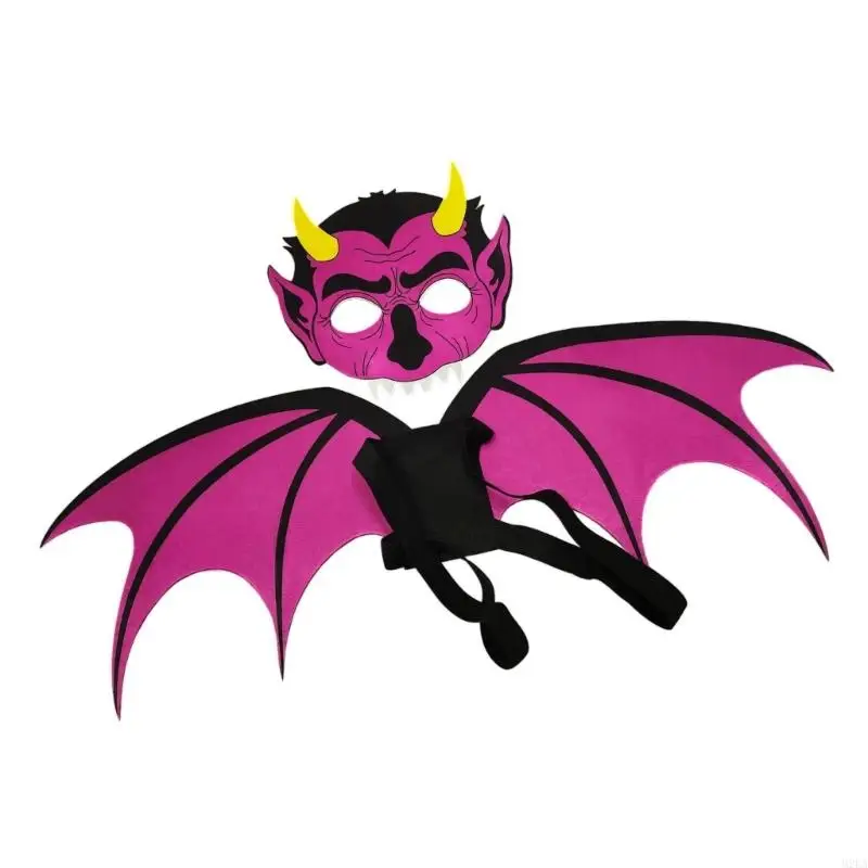 2025 NUEVO 2 PCS Niños Bat Wing Mask Set Accesorios disfraces fiesta Halloween