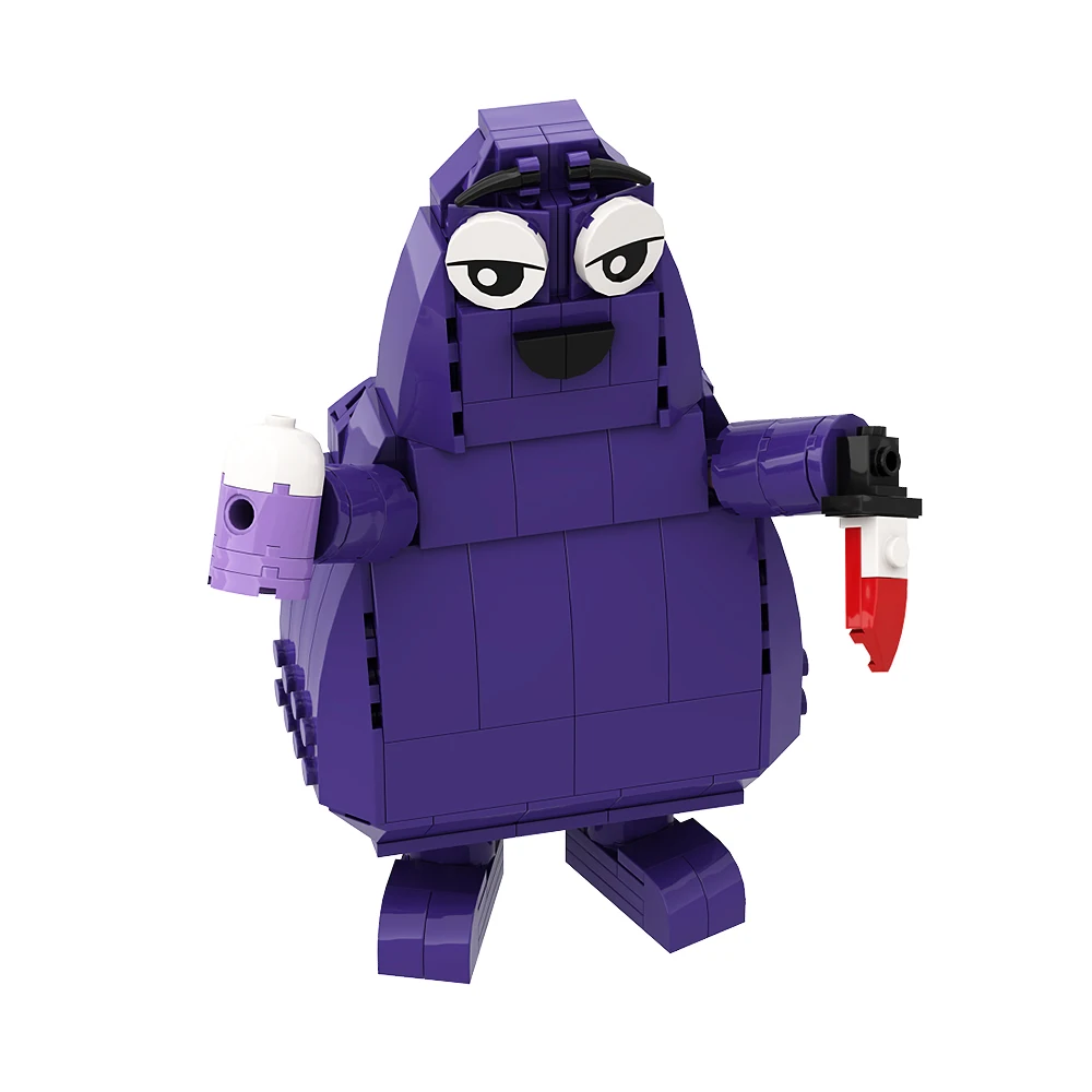 MOC-Building Block Bricks Set, Personagem Engraçado, Roxo, Essência De Batata, Careta, Brickheadzs, Ideia, Action Figures, Brinquedo Modelo, Presente