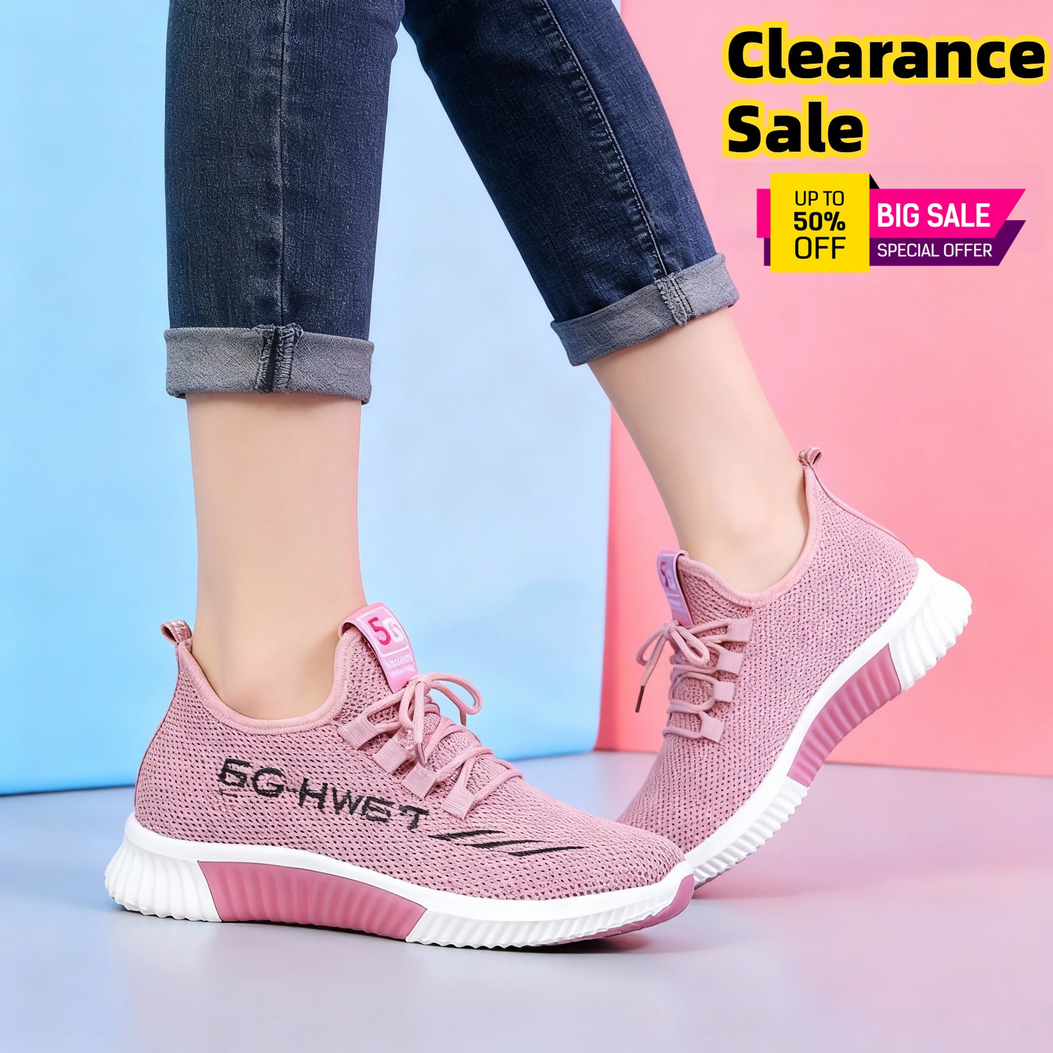 حذاء رياضي نسائي يسمح بمرور الهواء بنعال مبركن مضادة للانزلاق، حذاء جري للياقة البدنية (الصدر على القدم اليمنى معكوسة) #5