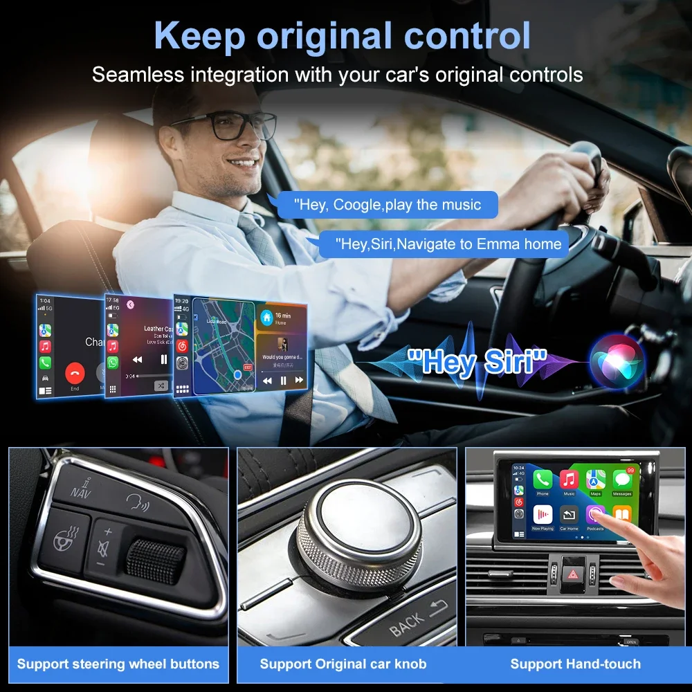 CarPlay wireless e Android Auto per Audi A6 e A7 (2010-2015) con modulo Box MMI 3G / RMC supporta telecamera retrovisore AirPlayl