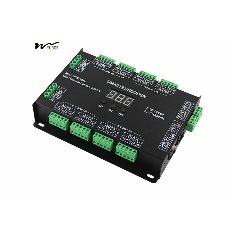 32-канальный 96A RGBW DMX 512 светодиодный декодер контроллер DMX диммер DC5-24V RGBW RGB светодиодный светильник 8 бит/16 бит