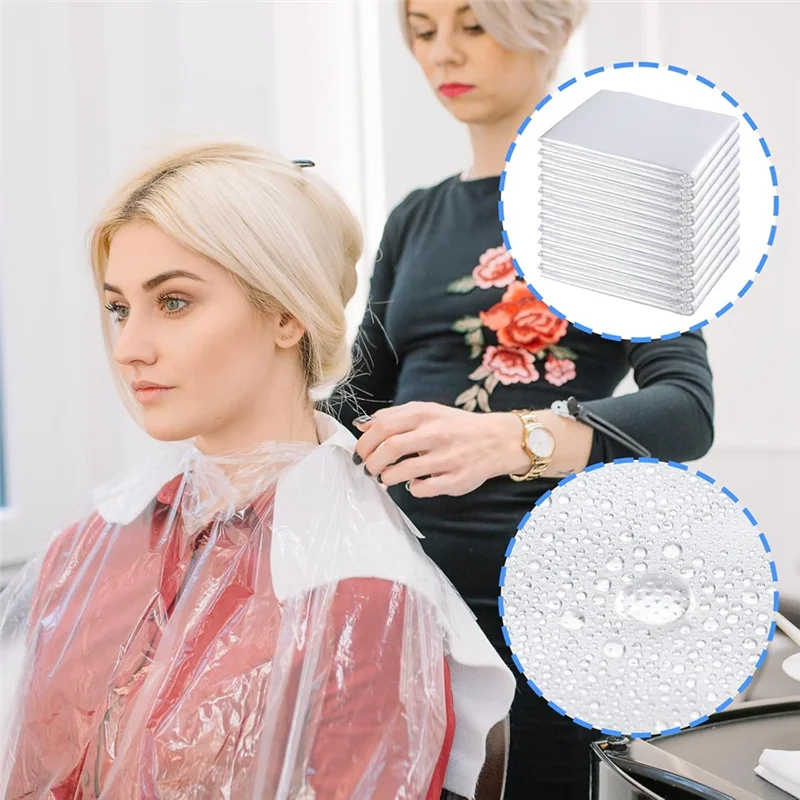 

A03F-100 Pcs Disposable Capes Disposable Capes Hair Salon For Barbers,Beauty Salon,Hair Dye Coloring Apron Shawl Hairdressing Ca