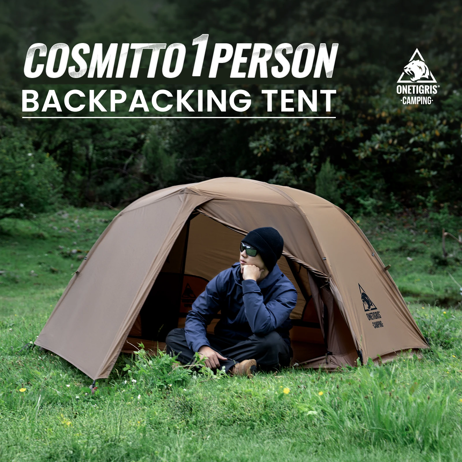 

OneTigris COSMITTO 1 Person Camping Tent Lightweight Waterproof Double Layer 3 Season Tent for Outdoor Hiking Travel Beach