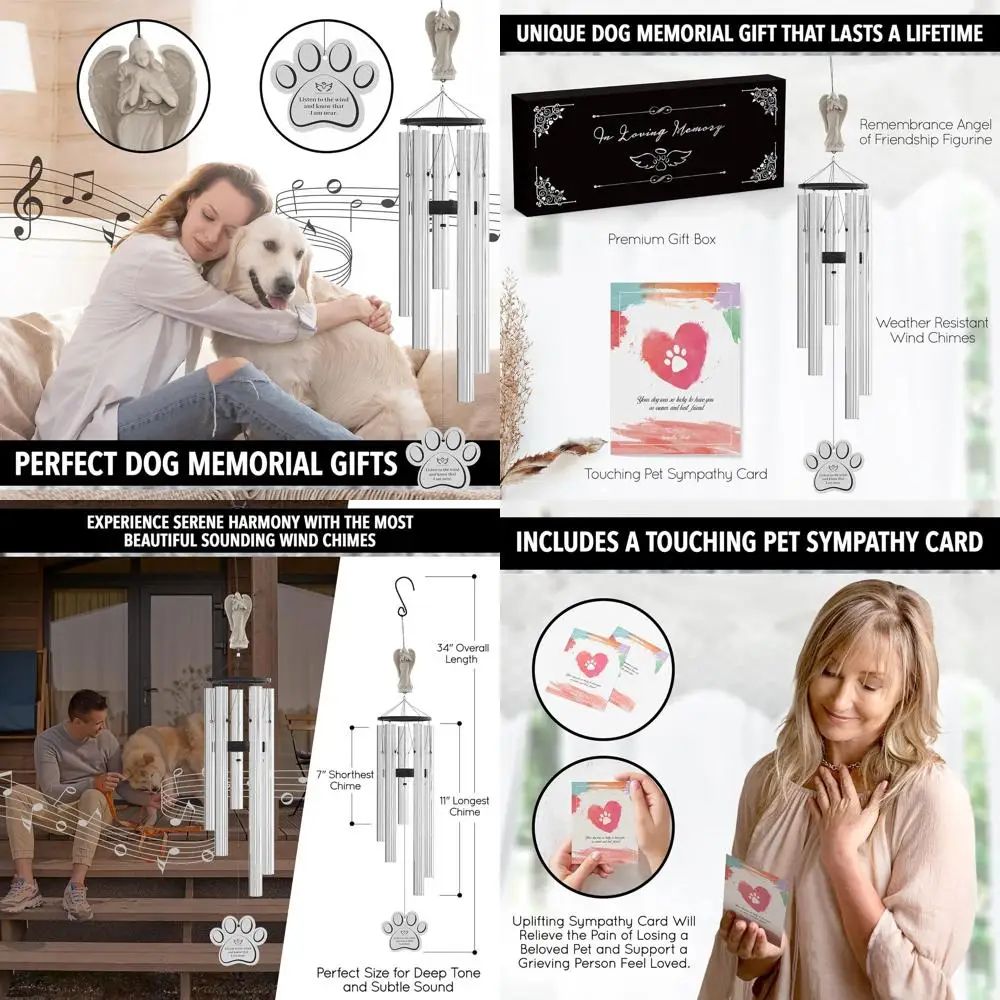 

Подарочные подарки на память о потере собаки — 34-дюймовые колокольчики на память, подарок сочувствий на память, память в Bereavement, проход Awa