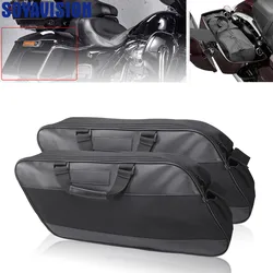 Black Motorcycle Saddle Bag Luggage Soft Rack Liner Saddlebag For Harley Touring Road King Electra Street Glide Ultra Tour 93-23