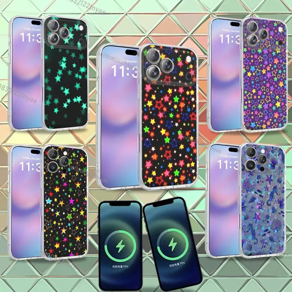 

Colorful Star Phone Case For iPhone 16,14,11,17,13,15,12,Air,Plus,Pro,Max,E,Mini Frosted for MagSafe Magnetic