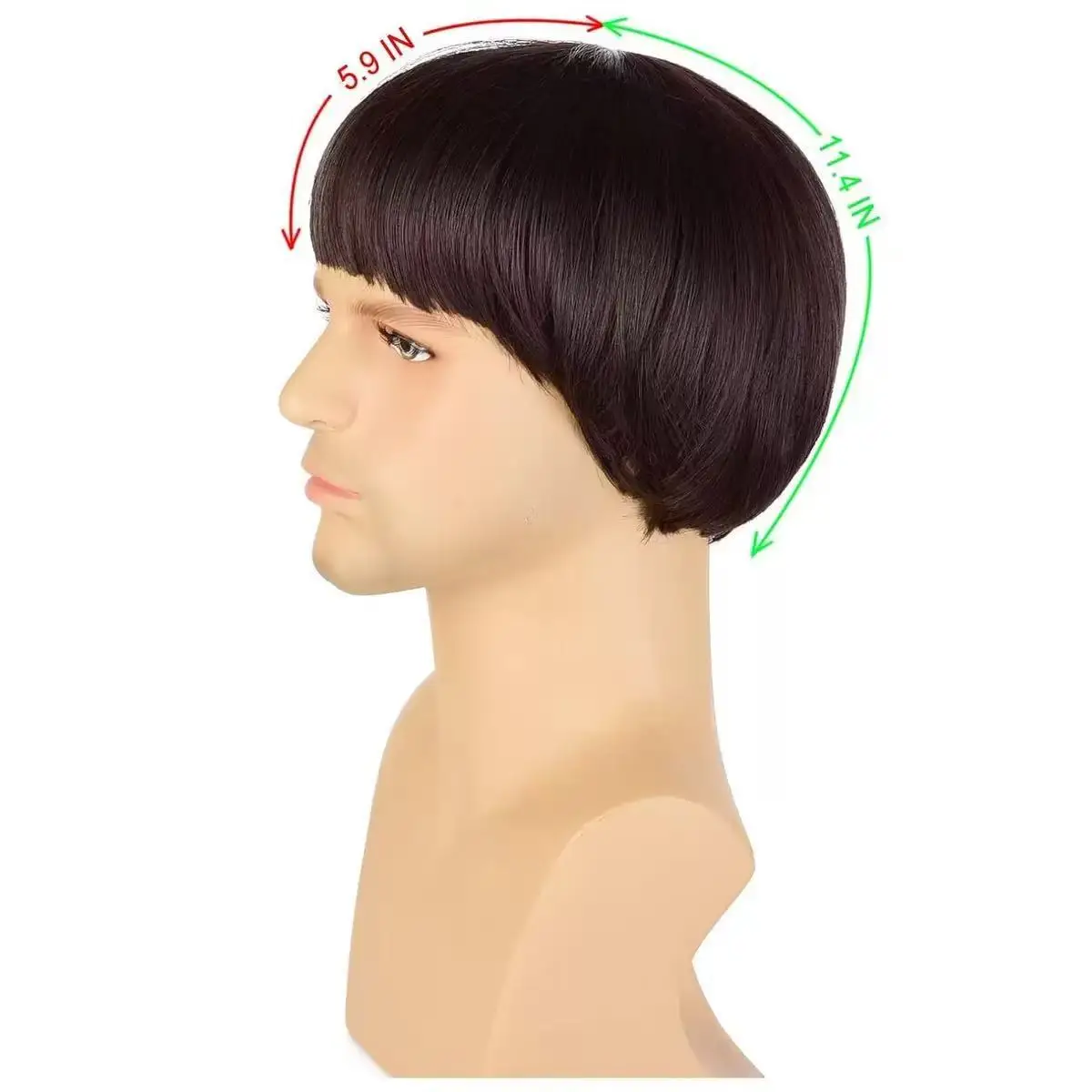 Mushroom Hairpiece Bowl-shaped Wig Watermelon Head High-temperature Silk Synthetic Wig Halloween