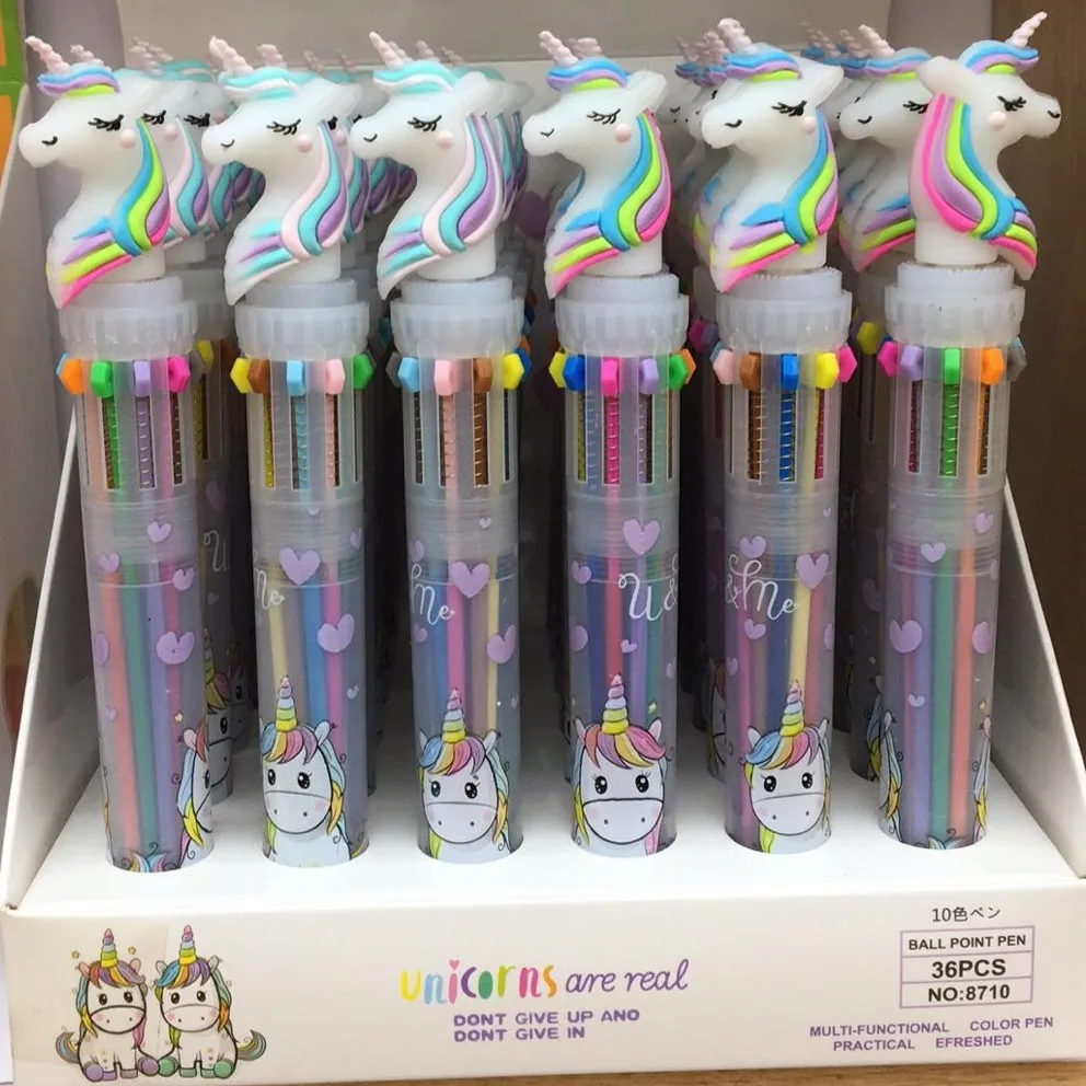 10-Colored Cute Cartoon Ballpoint Pen Kawaii Rollerball Pen School Office Supply Gift Stationery