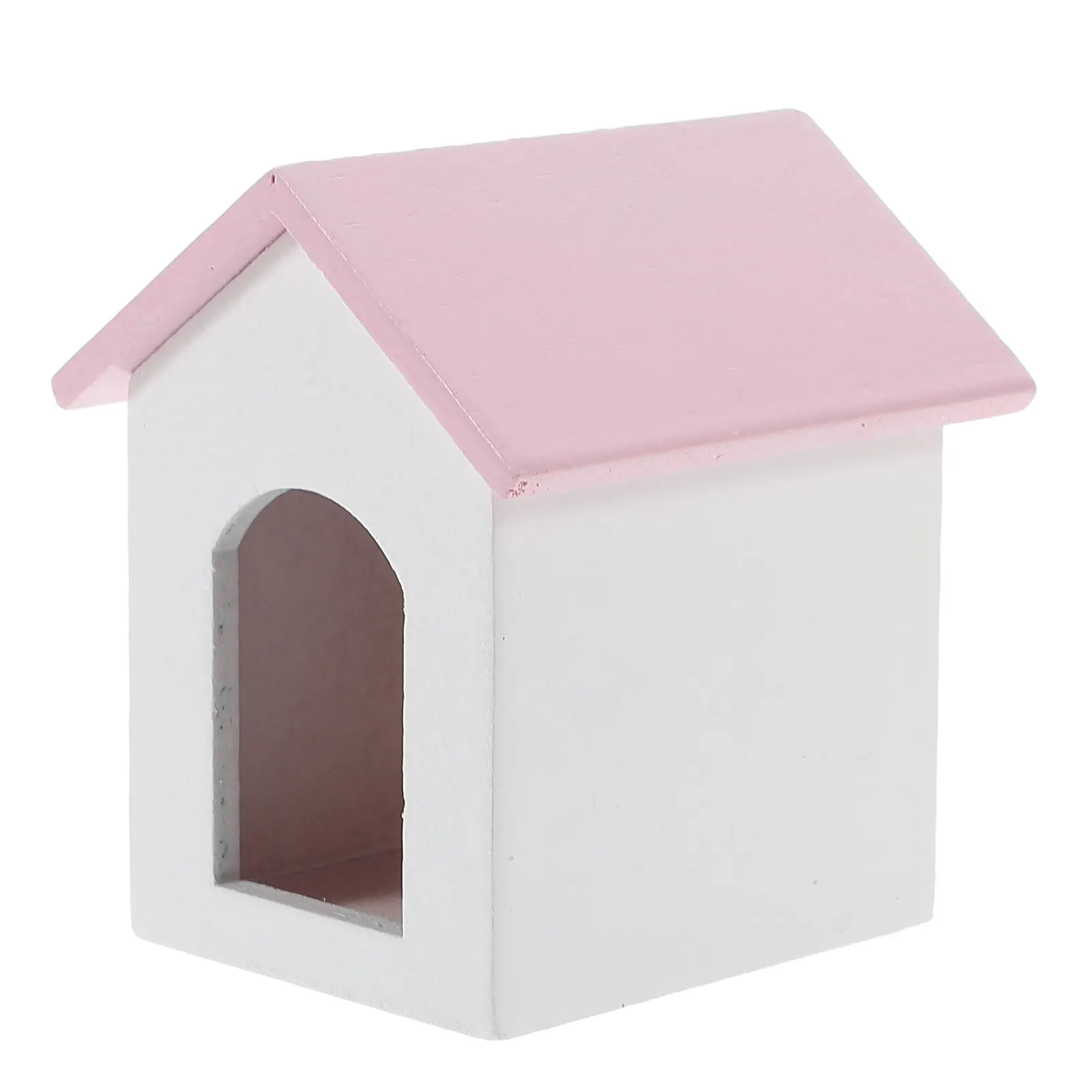 

Miniature Dog House Pink Roof White Walls 1:12 Scale Dollhouse Furniture Set Micro Scene Decor Desktop Ornament Wooden Craft