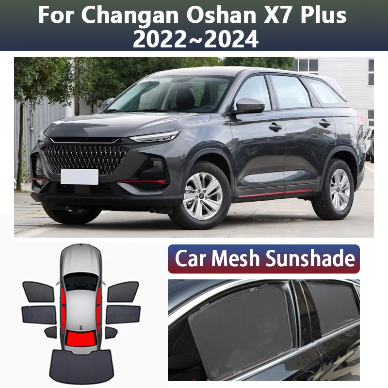 

Car Sun Visor For Changan Oshan X7 Plus 2022 2023 2024 Magnetic Mesh Sunshade Window Privacy Curtain Shading Tools Accessories