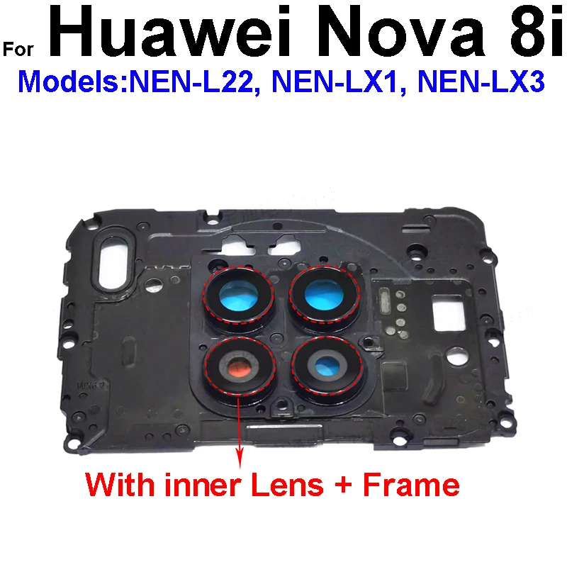 For Huawei Nova 8i Mainboard Cover Rear Lens Glass Motherbaord Holder Frame with Back Camera Big Small Lens Galss Parts