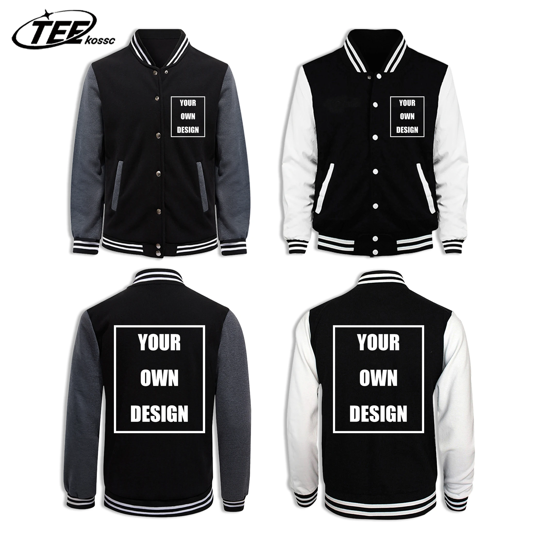 Własny Projekt Logo/Zdjęcia Marki Personalizowana Męska Bluza Baseballowa Modna Jesienna Odzież Polarowa Uniwersalna Kurtka Unisex