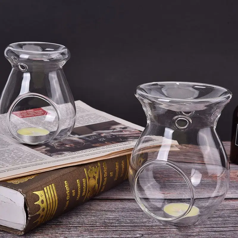 Glass Candle Heat Resistant Oil Furnace Aroma Burner Holder Candlestick Vase Romantic Wedding Decoration