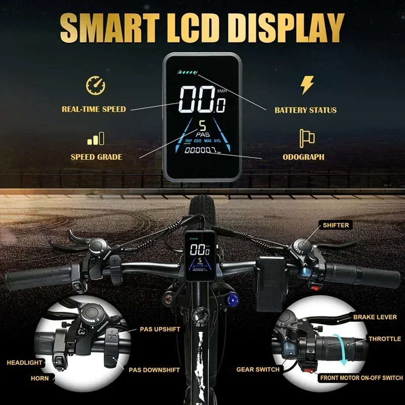 K800 دراجة جبلية للبالغين ، دراجة كهربائية للطرق الوعرة ، محرك w ، 48 فولت ، بطارية 23 أمبير ، إطار كبير 26 بوصة