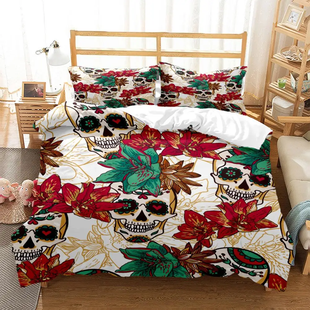 

Mysterious Colored Skeleton Digital Print Polyester Bedding Sets Child Kids Covers Boys Bed Linen Set For Teens Quilt cover Set