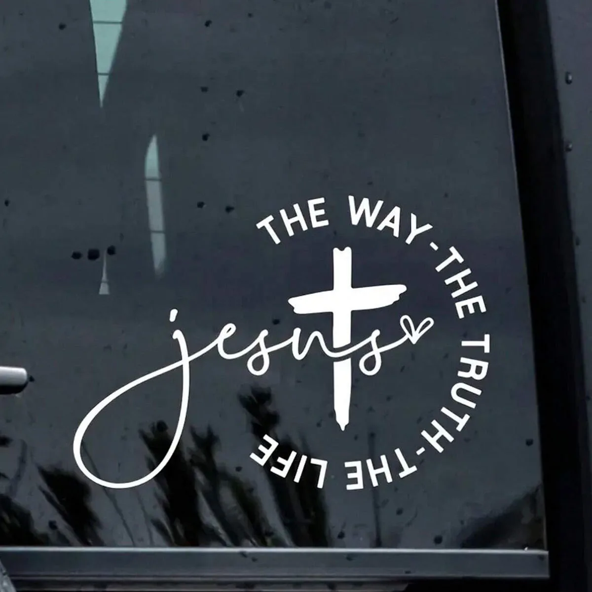1 Pack Jesus Way Christian Car Decals - Cross Pattern, Car Window Notebook Home Decor Waterproof Vinyl Sticker