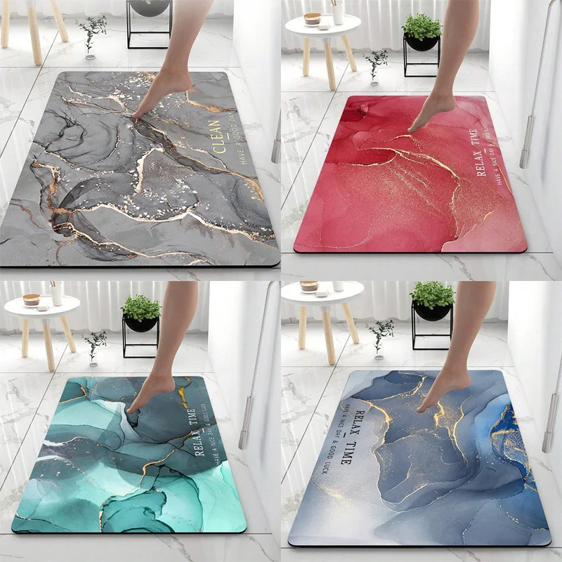 Marble Pattern Non-slip Super Absorbent Doormat Diatom Mud Bath Kitchen Carpet Waterproof Entrance Rug Home Living Room Decor