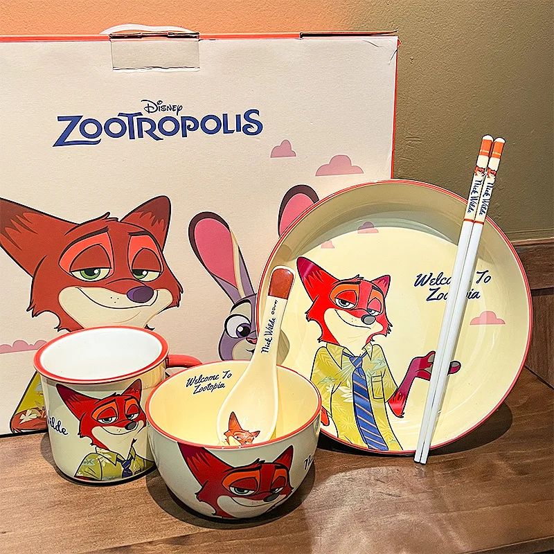 Zootopiajudy Hopps Ceramic Bowl And Plate Set For Home Use Children Ceramic Bowl Cute Tableware Gift Box Festival Gifts For Girl