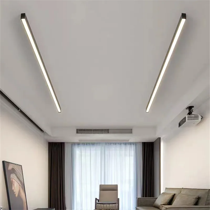 

Minimalist long strip led ceiling light aisle black linear light bedroom dining living room cloakroom corridor ceiling lights