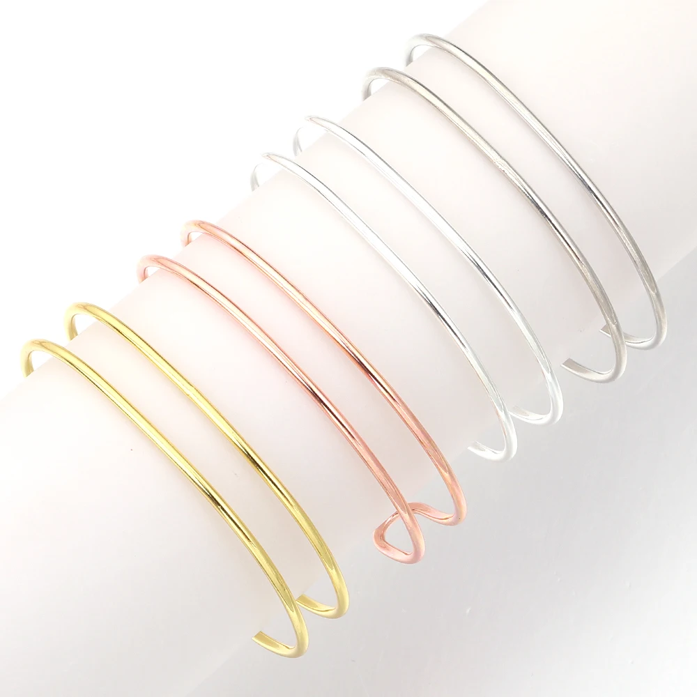 1 قطعة بسيطة النحاس المفتوحة الكفة الإسورة أنيق طبقة مزدوجة سوار لفتاة النساء DIY بها بنفسك صنع المجوهرات سوار الهدايا اكسسوارات