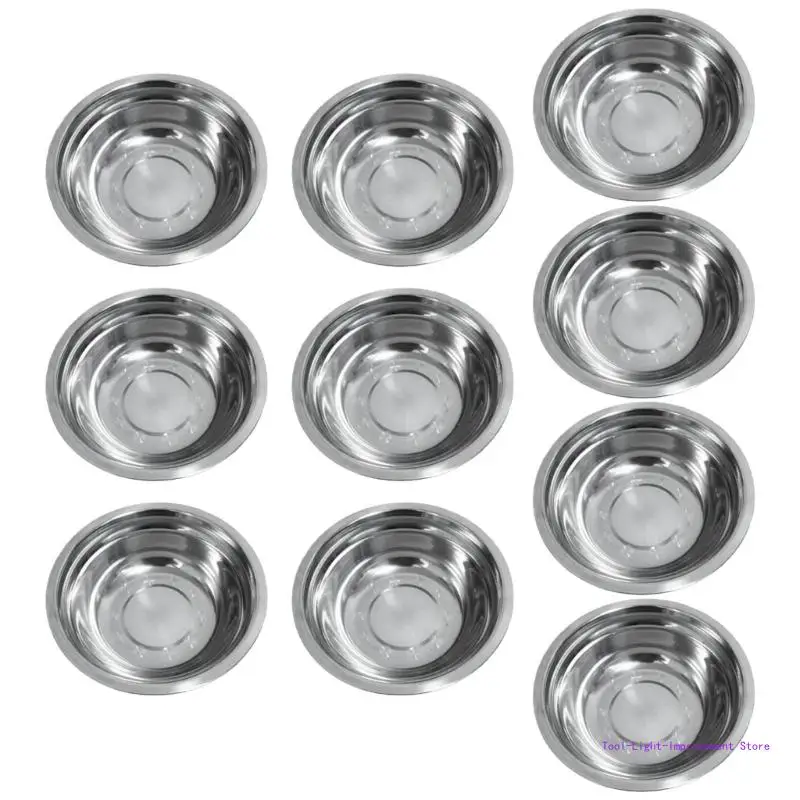 

C63E 10 Pack Stainless Steel Bowl Metal Vegetable Plate Tablewares for Soups and Rice