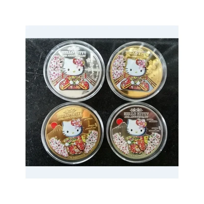 Animation peripheral Hello Kitty commemorative coins commemorative medals painted lucky silver medal collection Tooth Fairy