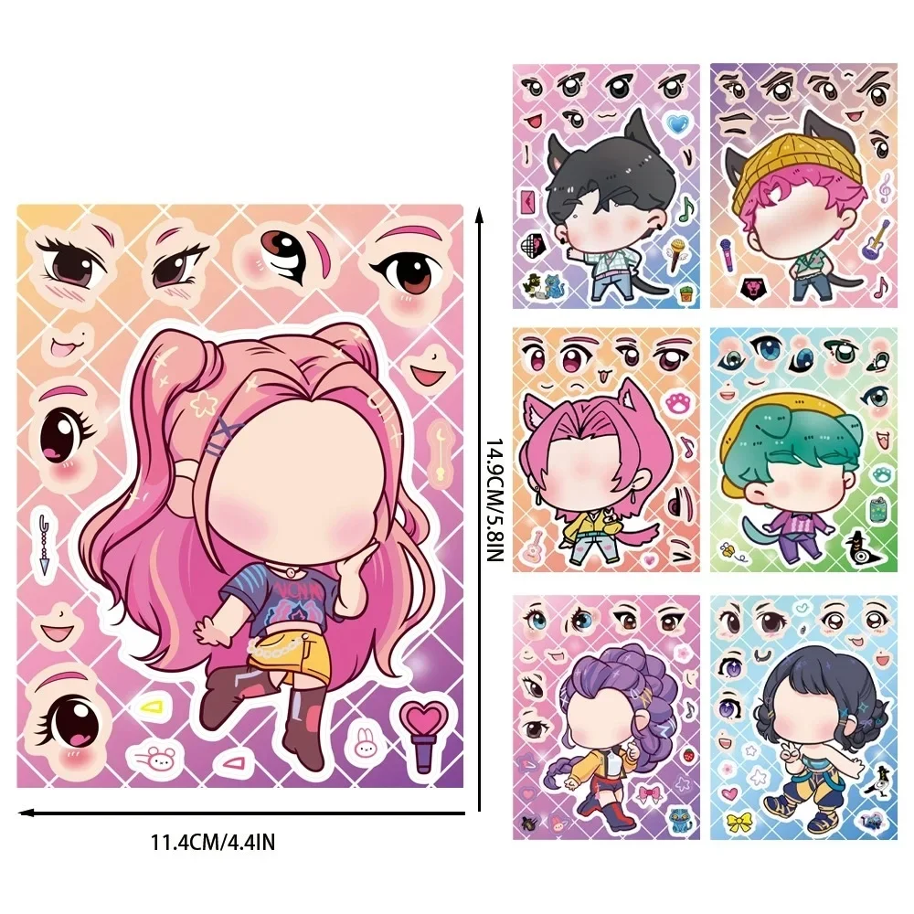 8/16/24 PCS Anime Cartoon Make a Face Stickers DIY Handicrafts Waterproof Puzzle Reward Stationery Stickers image 5