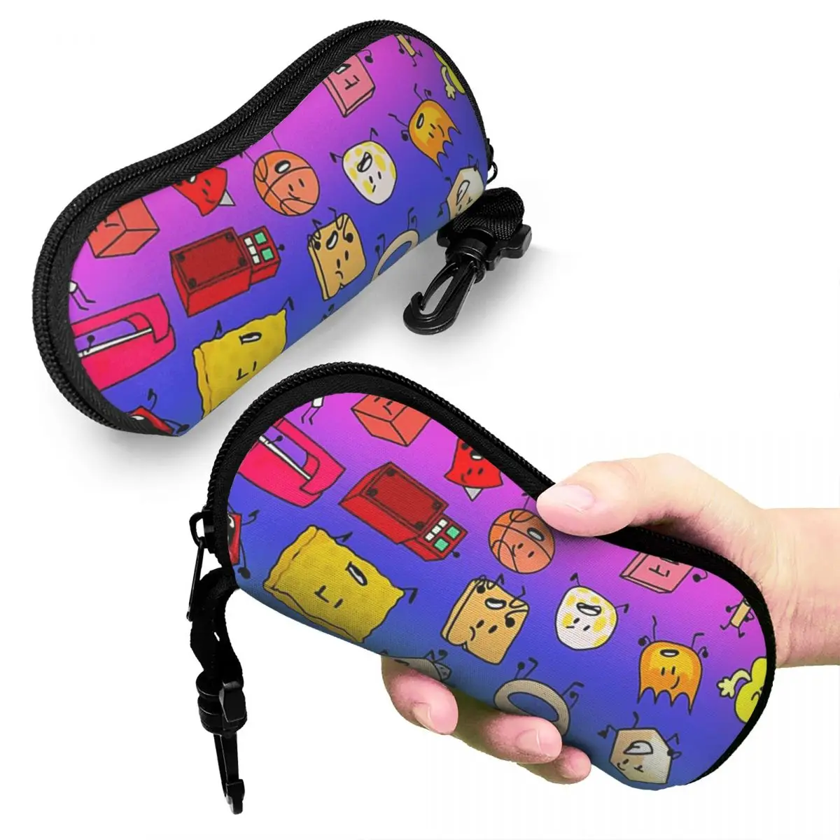 

BFDI All Characters Rainbow Shell Glasses Case Protective Sunglasses Box Women Men Soft Eyeglass Bag Pouch
