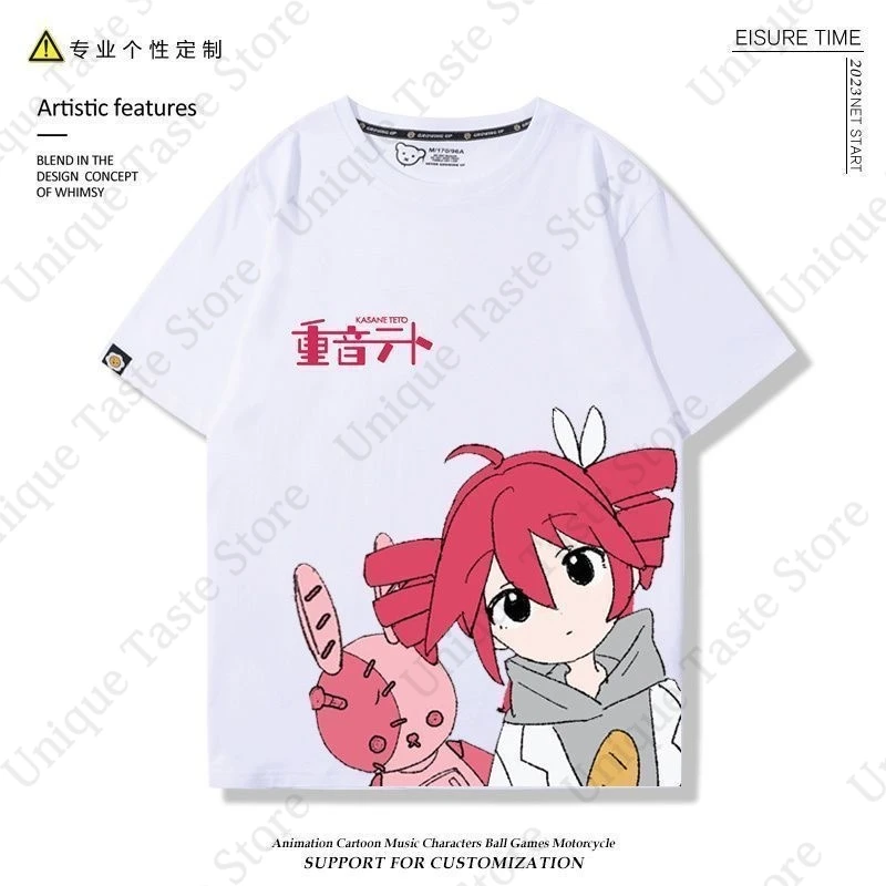 ‌UTAU Kasane Teto T Shirt Cute Cartoon Anime Print T-shirt Kasane Teto Merch Men Women Cotton Summer Short Sleeve Tee Tops