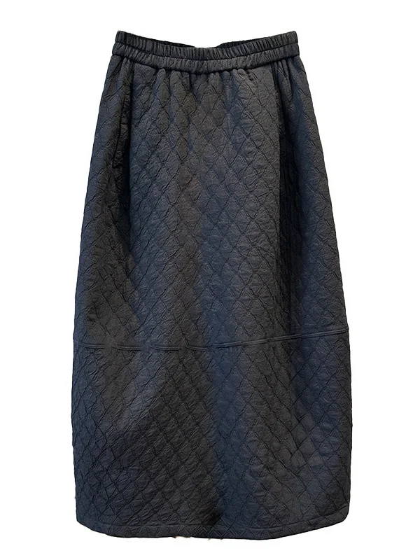 Falda acampanada con cintura elástica y patrón de diamantes para mujer, falda larga holgada, versátil y cálida de algodón, talla grande, invierno 2025