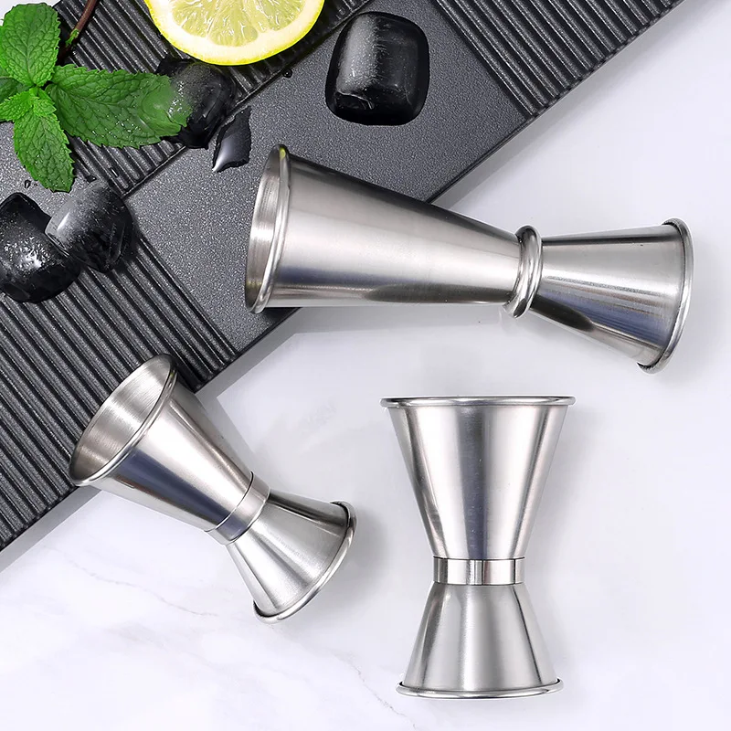 Tazas medidoras de acero inoxidable, 15/30 30/50 ml Bar fiesta vino cóctel doble disparo Jigger bebidas herramienta de bricolaje taza medidora de doble disparo