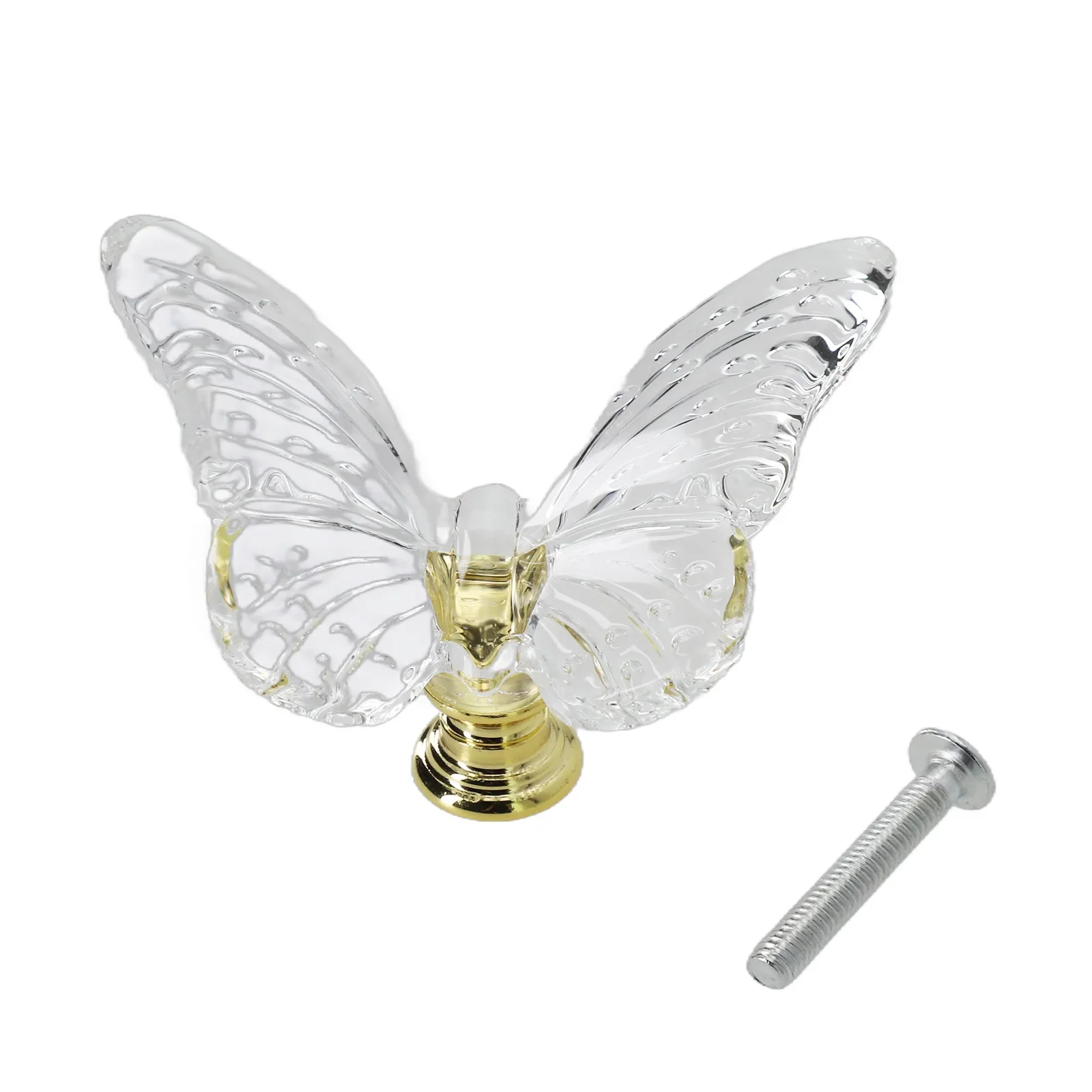 Brand New Butterfly Pulls Dresser Glass+metal Green/white Stylish Vintage Beautiful Easy Installation For Bathrooms
