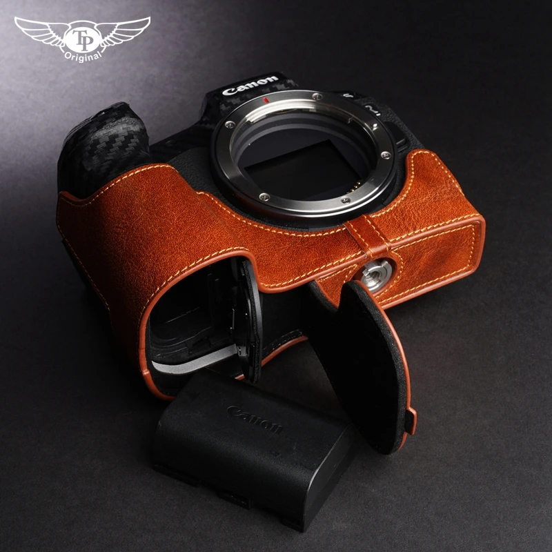 

Genuine Leather Handmade Camera Half Case Camera Bag Design for Canon EOS R