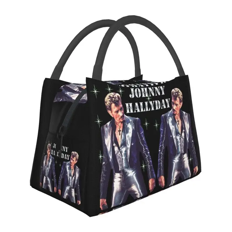 

Johnny Hallyday Изолированная сумка для обеда для женщин Французская рок-певица Многоразовый холодильник Термальный ланч-бокс для еды Открытый кемпинг