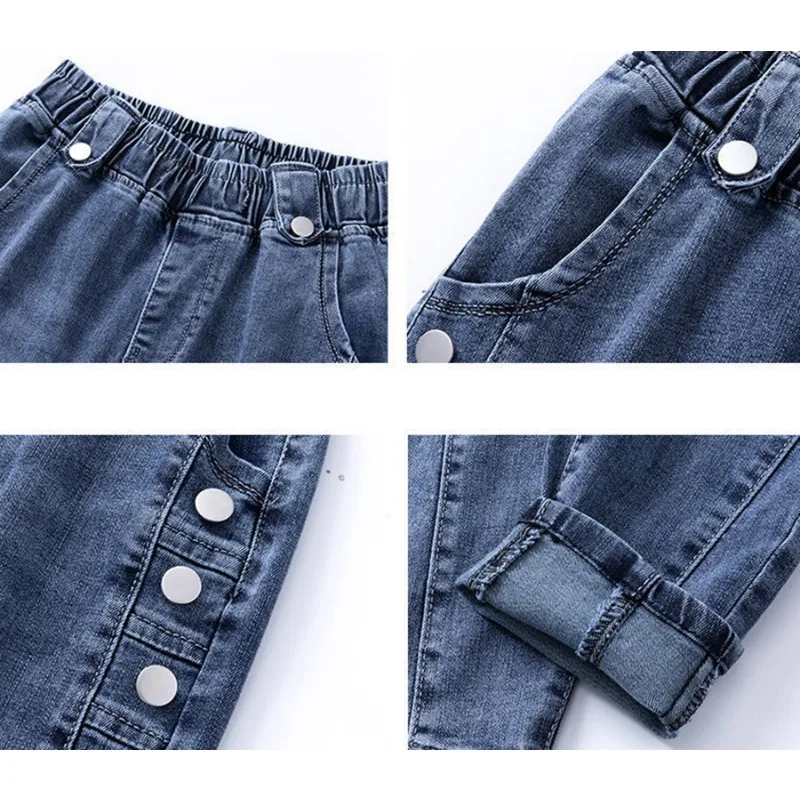 Women High Waist Skinny Pencil Jeans Korean Stretch Vaqueros Casual Streetwear Slim Denim Pants Button Pantalones Vintage Jeansy