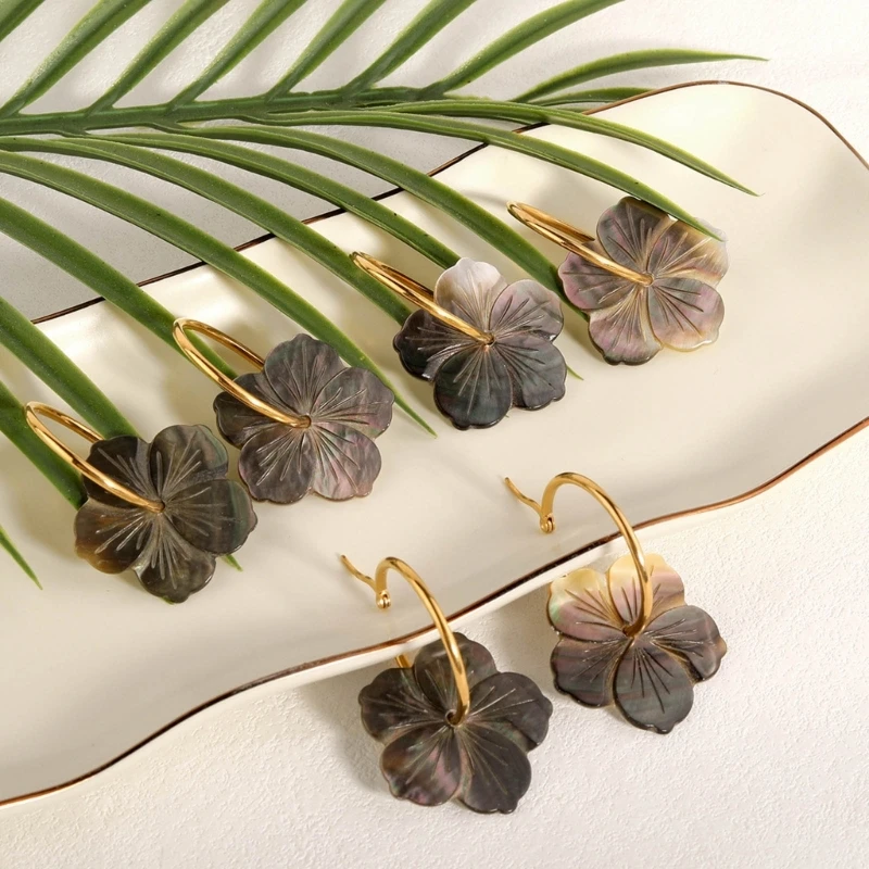 Women Earrings Balck Natural Shell Ear Rings Ornament Jewelry for Party Birthday A0KD image 3