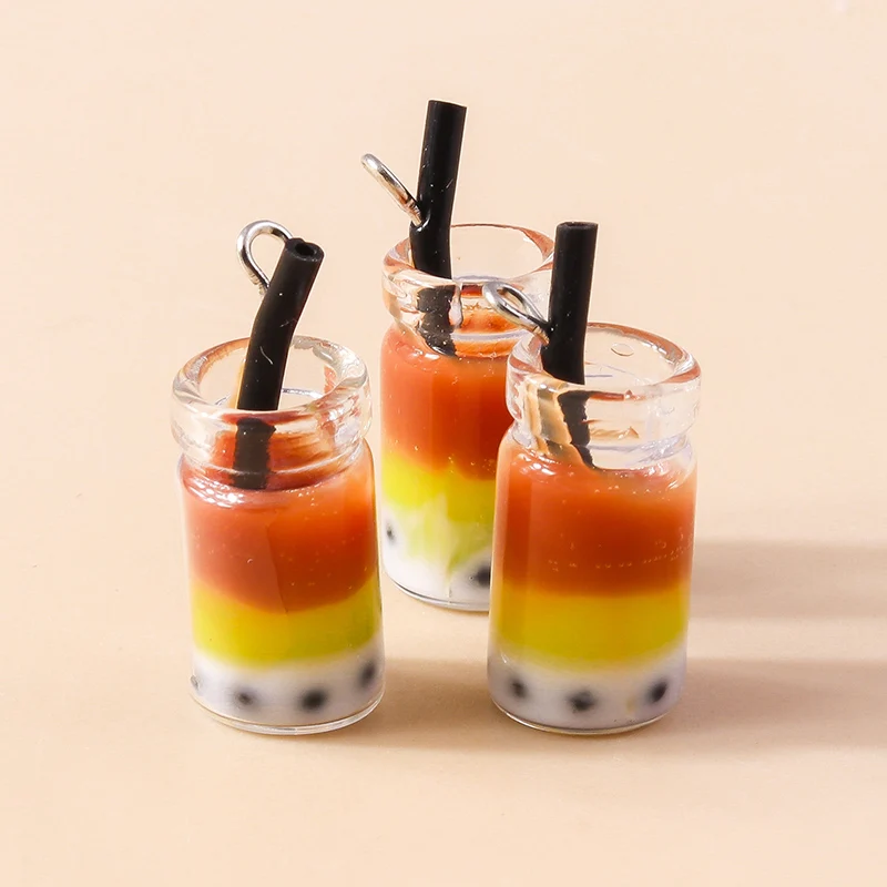 10pcs Cute Beverage Drinks Bubble Tea Charms Pendants for DIY Dangle Earrings Bracelet Necklace Pendants DIY Jewelry Accessories