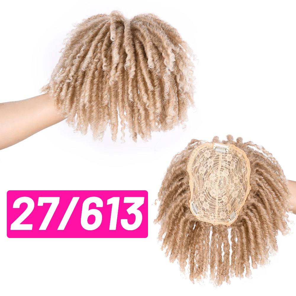 Silike Synthetic Topper Handmade Dread lock Hair Topper Wig 27-613 Ombre Dread locks Soft Short Wig Dreads for Men Women