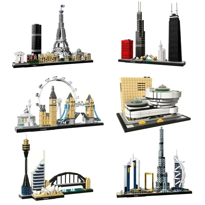 Architecture Paris Dubai London Sydney Chicago  Building Blocks Kit Brick Classic City Model Children\'s Toy Kit for Kids Gift