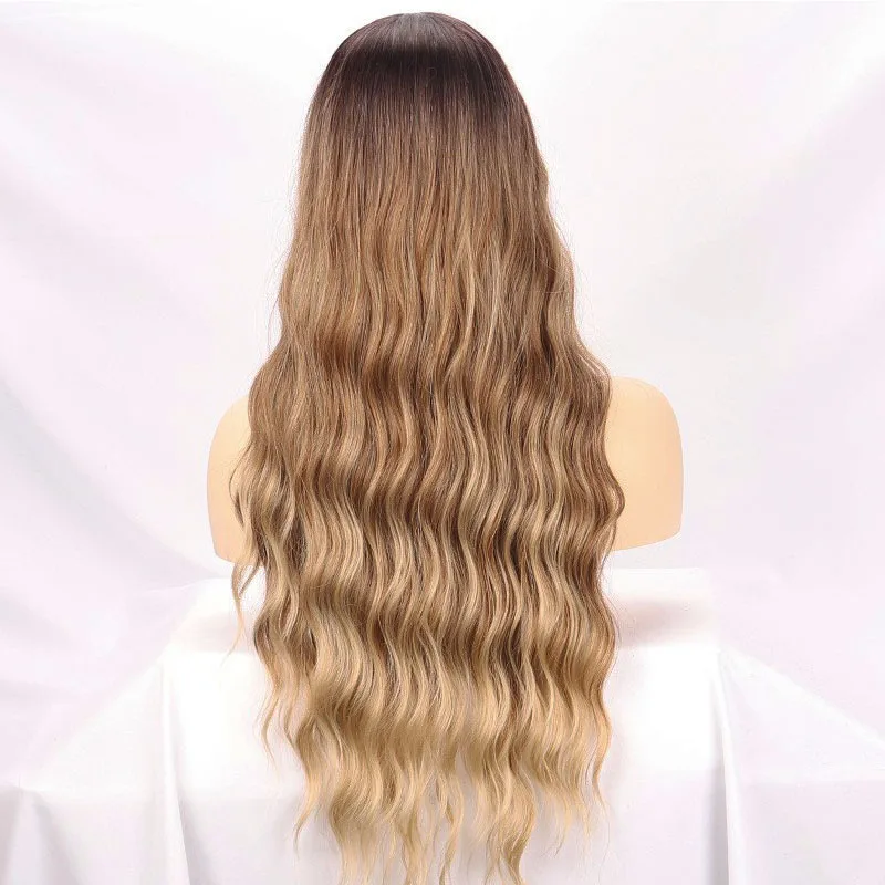 Women's Front Lace Wig Gradient Long Curly Hair Chemical Fiber Headband Water Wave