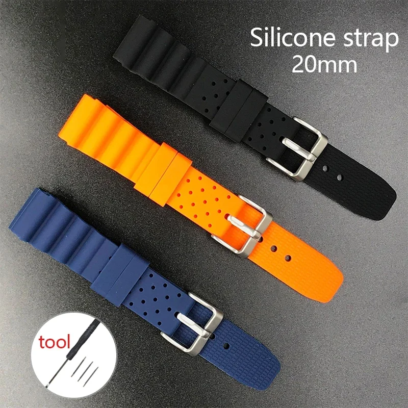 Universal Waterproof Watchband for Seiko Silicone Wristband for Citizen 20mm Diving Watch Strap Rubber Belt Bracelet Accessories