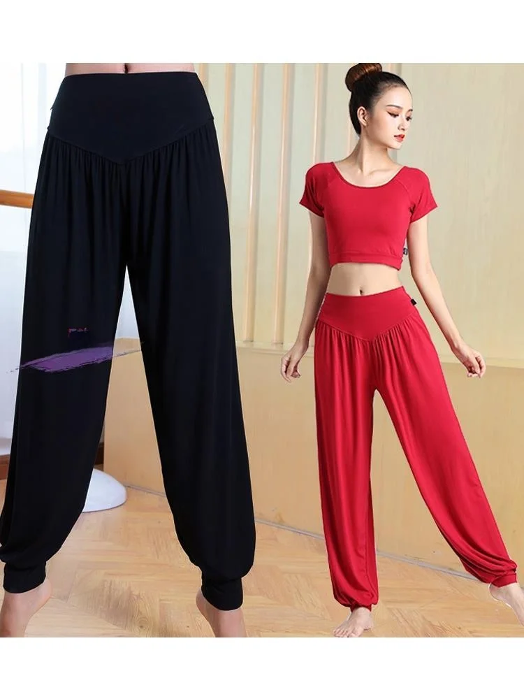 

Свободные брюки-фонарики из модала для женщин, для танцев и йоги, широкие, удобные, дышащие, летние, бренд alCcQ