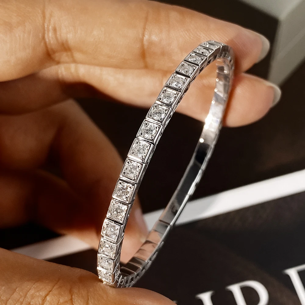 

HORRIPAL 2.5MM Moissanite Bangles For Women 925 sterling Silver GRA Certified Lab Grow Diamond Classic and Timeless Bracelet
