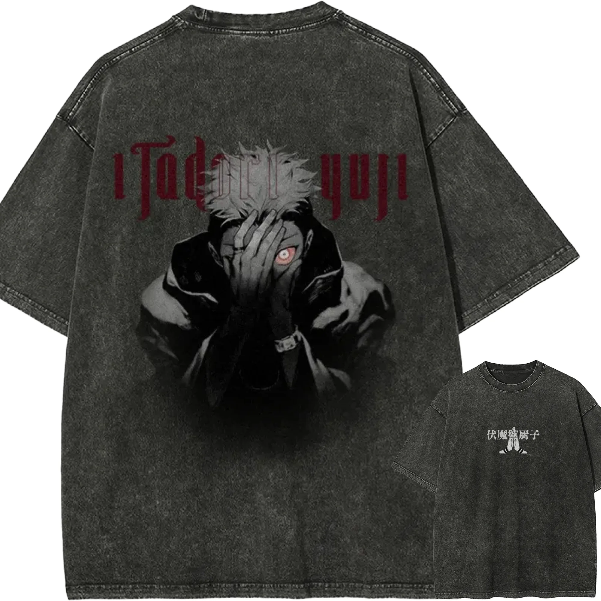

Футболка Yuji Itadori Sukuna Jujutsu Kaisen Malevolent Shrine, винтажная, с эффектом потертости, оверсайз, в стиле ретро, аниме, Harajuku, мужская, уличная одежда
