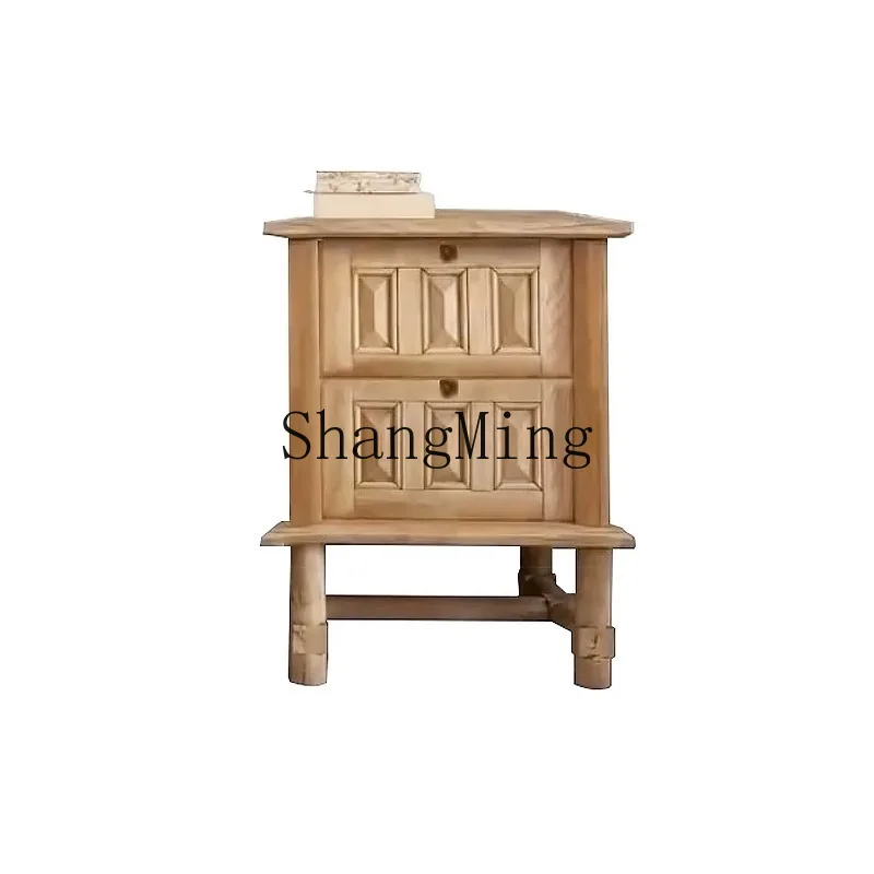 

CL Art Solid Wood Three-Dimensional Carving Living Room Entrance Cabinet Storage Sideboard Natural Wood Style TV Cabinet