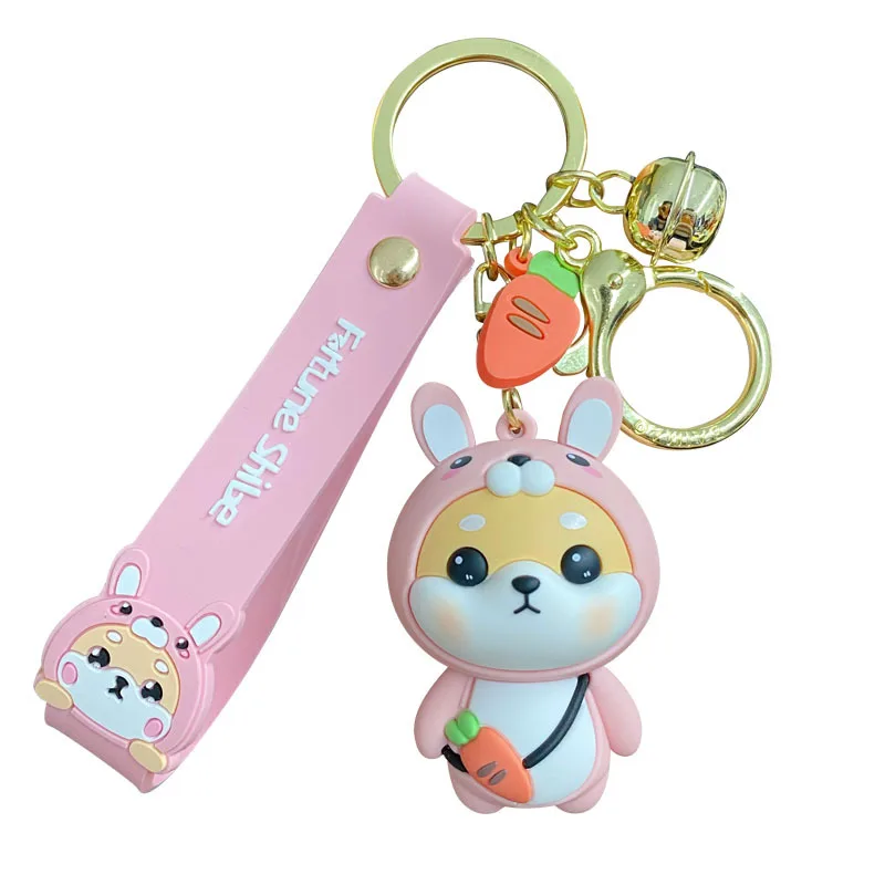 Cute Tiger Rabbit Shiba Inu Doll portachiavi Cartoon Zodiac Shiba Inu portachiavi donna coppia bambini zaino Charm portachiavi regali