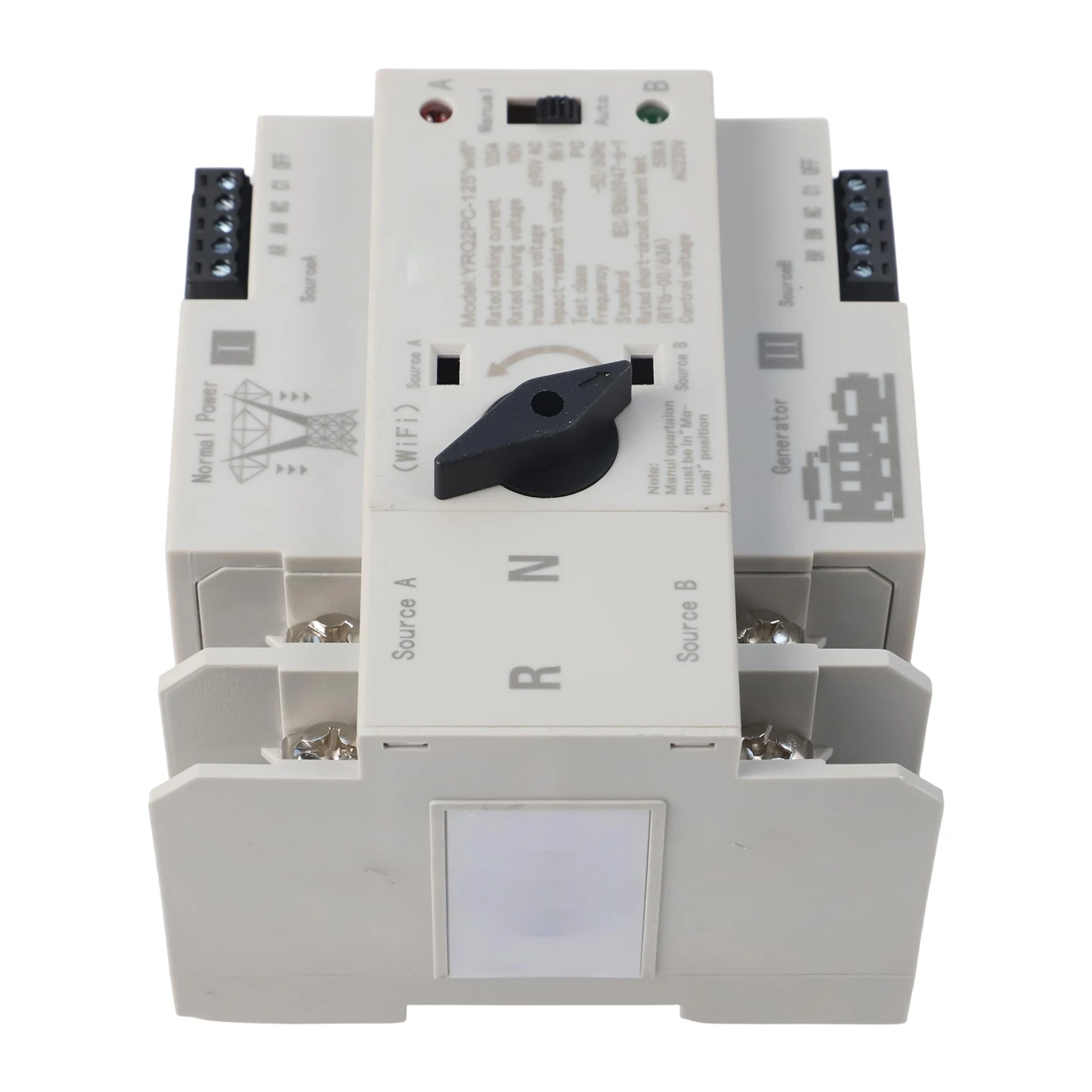 Automatic for WiFi for Smart for ATS Transfer Switch Dual Power 125A Timer Relay with Electrical and Manual Control 110 400VAC