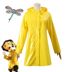 Movie Coralin Cosplay Costume Coralin Yellow Raincoat The Secret and Door Roleplay Hair Accessories Halloween Carnival Suit